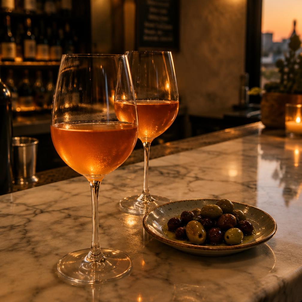 Orangevin i baren